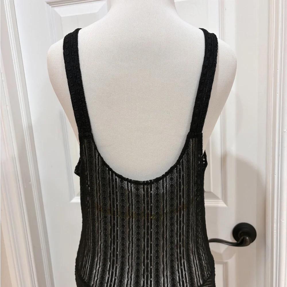 Free People Black Love Story Lace Maxi Slip Dress with Texture Small - Picture 6 of 8